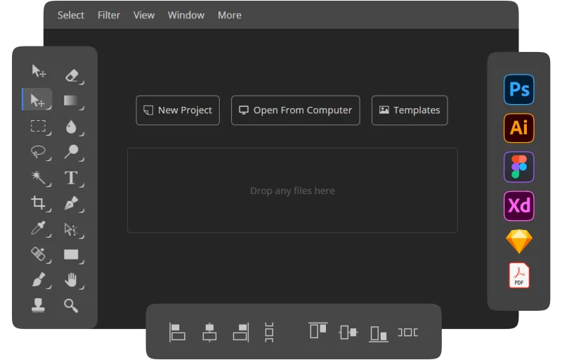 Photopea online photo editor interface